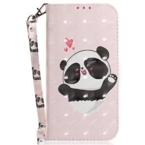 Lederhüllen Motorola Edge 50 Fusion Panda Love Mit Riemen