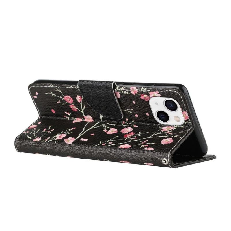 Flip Case Für iPhone 13 Schwarze Japanische Aprikose