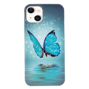 Hülle Für iPhone 13 Fluoreszierender Blauer Schmetterling