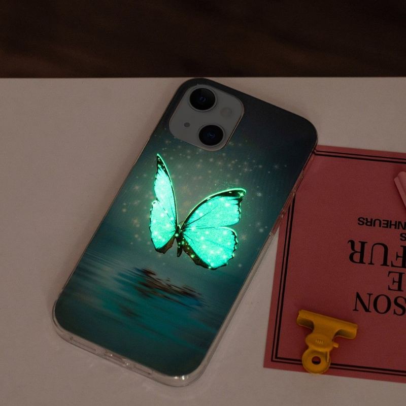 Hülle Für iPhone 13 Fluoreszierender Blauer Schmetterling