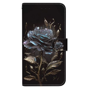 Lederhüllen Für Oppo Reno 12f 5g Schwarze Rose Mit Riemen