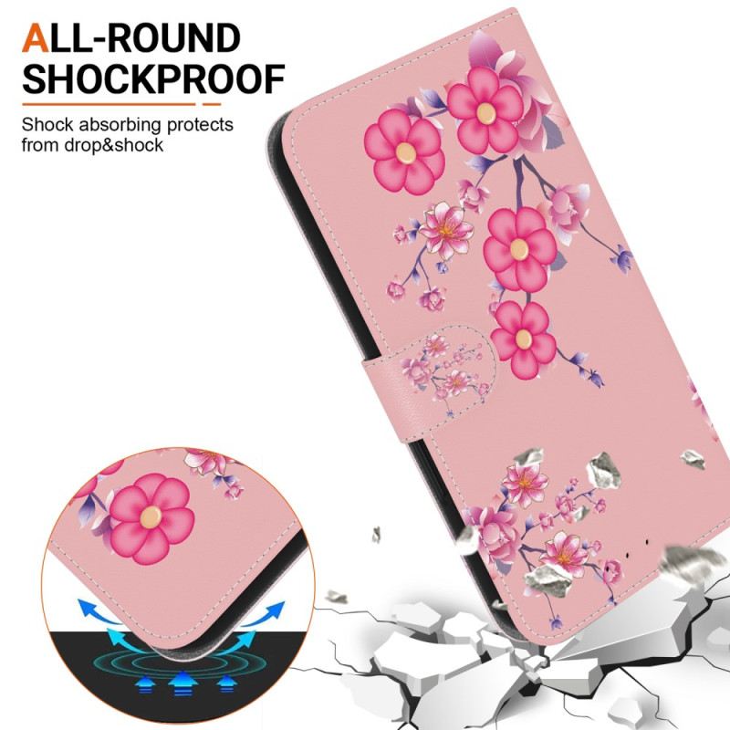 Lederhüllen Oppo Reno 12f 5g Handyhülle Sakura Mit Riemen