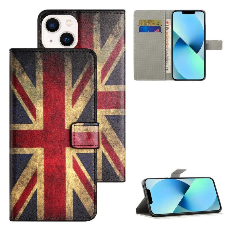 Flip Case Für iPhone 15 Plus Englische Vintage-flagge