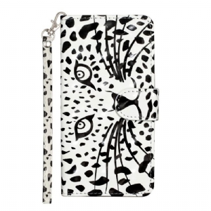 Flip Case Für iPhone 15 Plus Mit Kordel 3d-leopard Mit Riemen