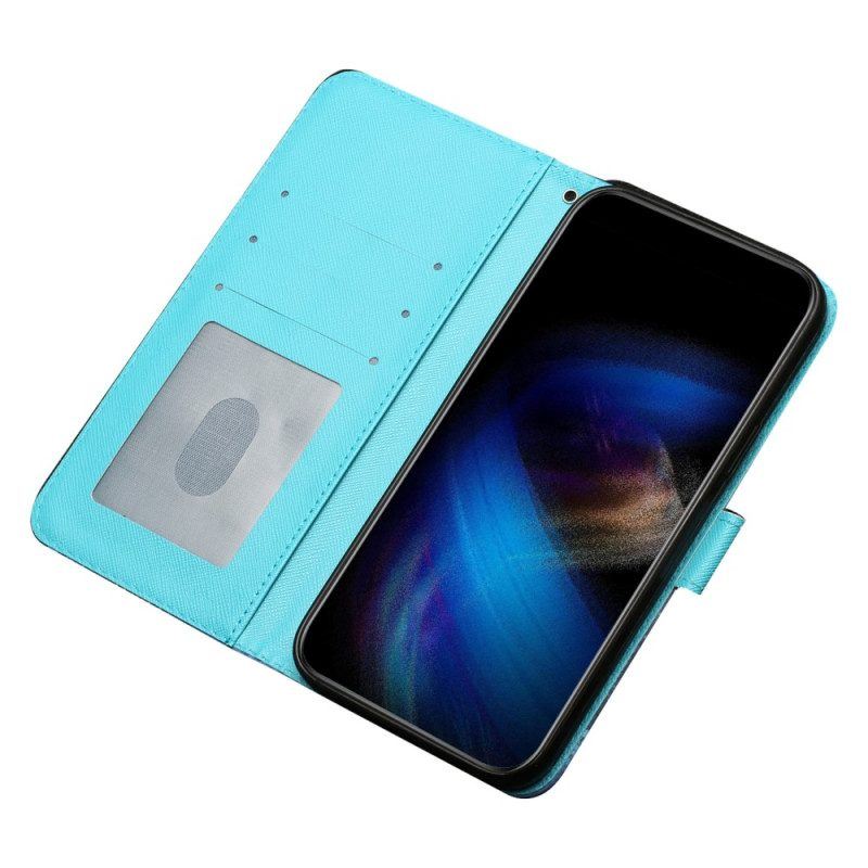 Flip Case Für iPhone 15 Plus Mit Kordel 3d-schmetterlinge Mit Schlüsselband