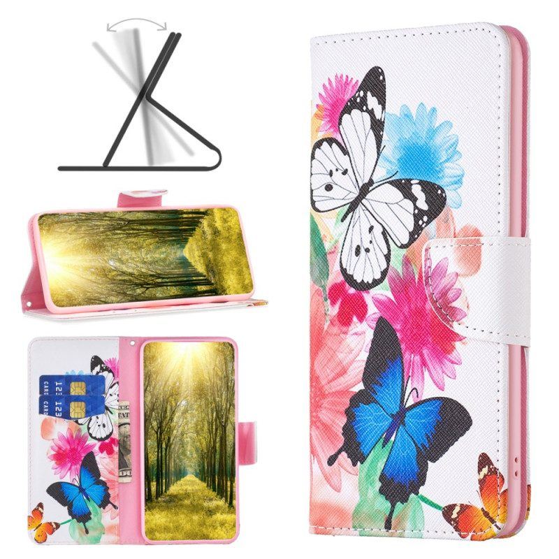 Lederhüllen Für iPhone 15 Plus Aquarell-schmetterlinge