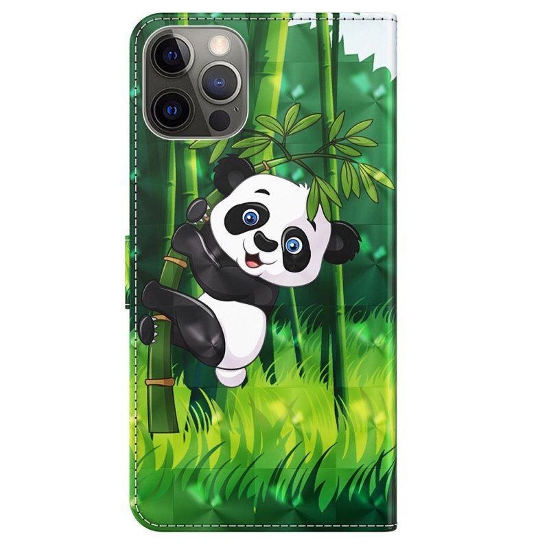 Lederhüllen Für iPhone 15 Plus Mit Kordel 3d-bambus-panda Mit Riemen