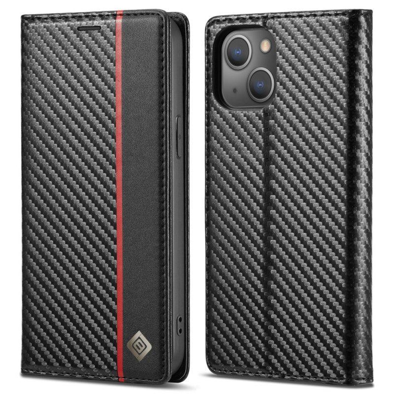 Schutzhülle Für iPhone 15 Plus Flip Case Kohlefaser Lc.imeeke