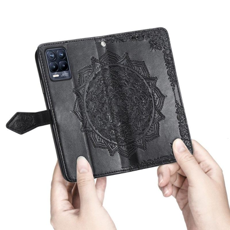 Flip Case Für Realme 8 / 8 Pro Mandala-relief Aus Kunstleder