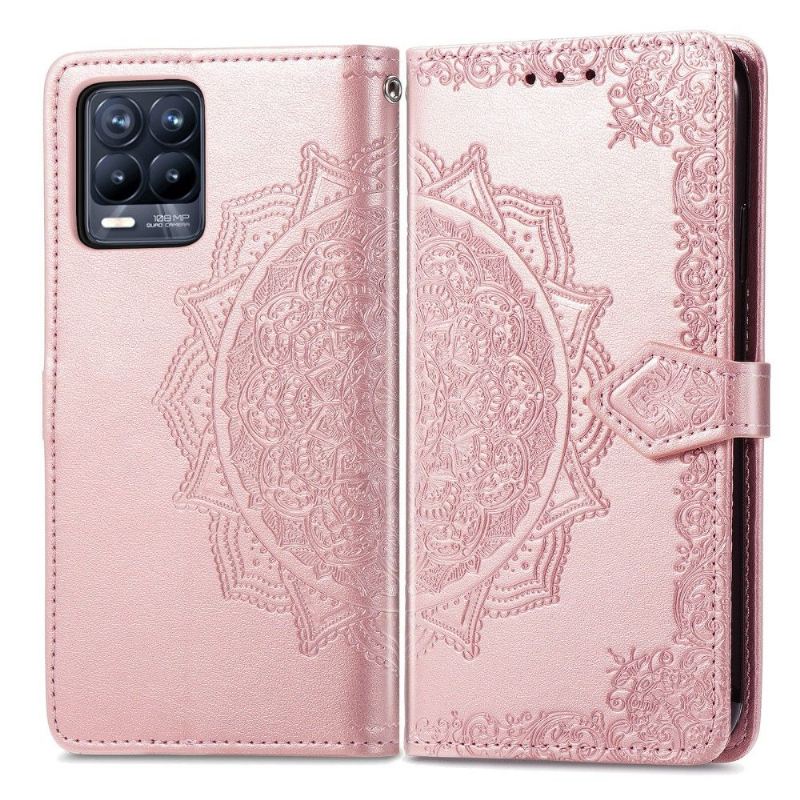 Flip Case Für Realme 8 / 8 Pro Mandala-relief Aus Kunstleder