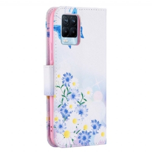 Flip Case Für Realme 8 / 8 Pro Schmetterling Und Gänseblümchen