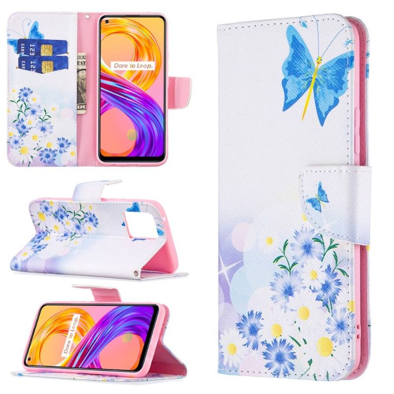 Flip Case Für Realme 8 / 8 Pro Schmetterling Und Gänseblümchen