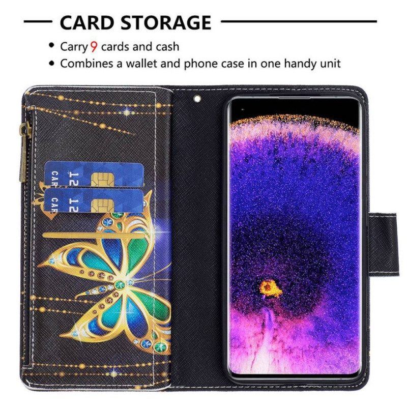 Flip Case Für Oppo Find X5 Lite Royal Butterfly Reißverschlusstasche