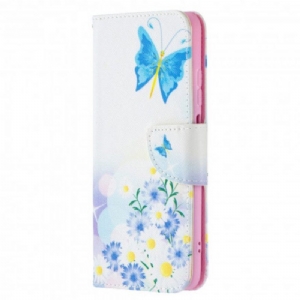 Flip Case Für Xiaomi Redmi Note 10 / 10S Bemalte Schmetterlinge Und Blumen