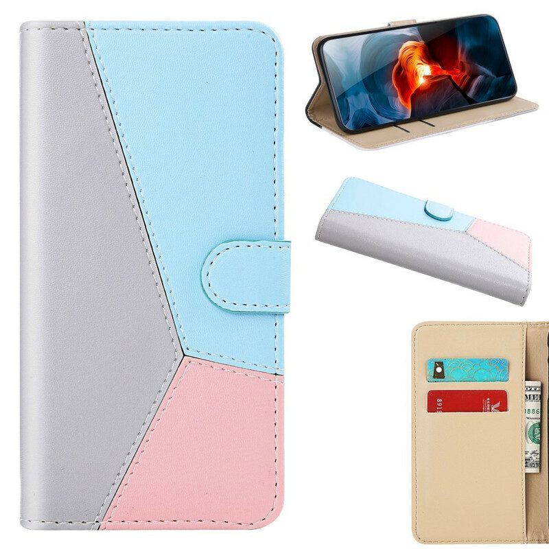 Flip Case Für Xiaomi Redmi Note 10 / 10S Dreifarbiger Ledereffekt