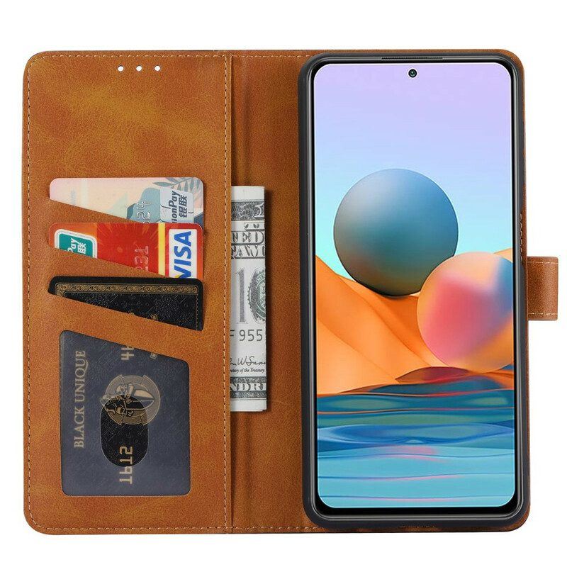 Flip Case Für Xiaomi Redmi Note 10 / 10S Kartenhalter Und Riemen Vorne