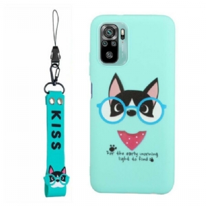 Handyhülle Für Xiaomi Redmi Note 10 / 10S Hund Mit Lanyard-kuss