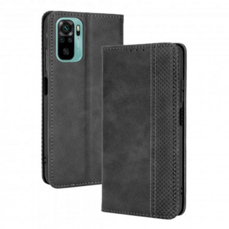 Schutzhülle Für Xiaomi Redmi Note 10 / 10S Flip Case Stilisierter Vintage-ledereffekt