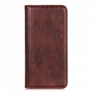 Schutzhülle Für Xiaomi Redmi Note 10 / 10S Flip Case Version Aus Litschi-spaltleder