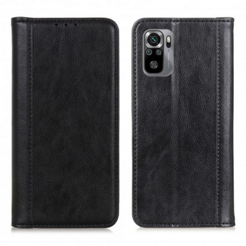 Schutzhülle Für Xiaomi Redmi Note 10 / 10S Flip Case Version Aus Litschi-spaltleder