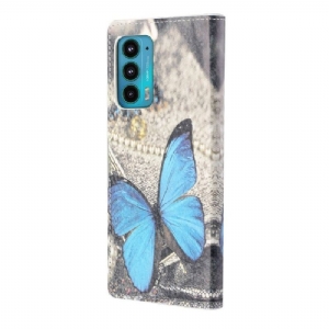 Flip Case Für Motorola Edge 20 Blauer Schmetterling