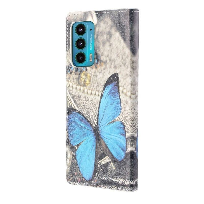 Flip Case Für Motorola Edge 20 Blauer Schmetterling