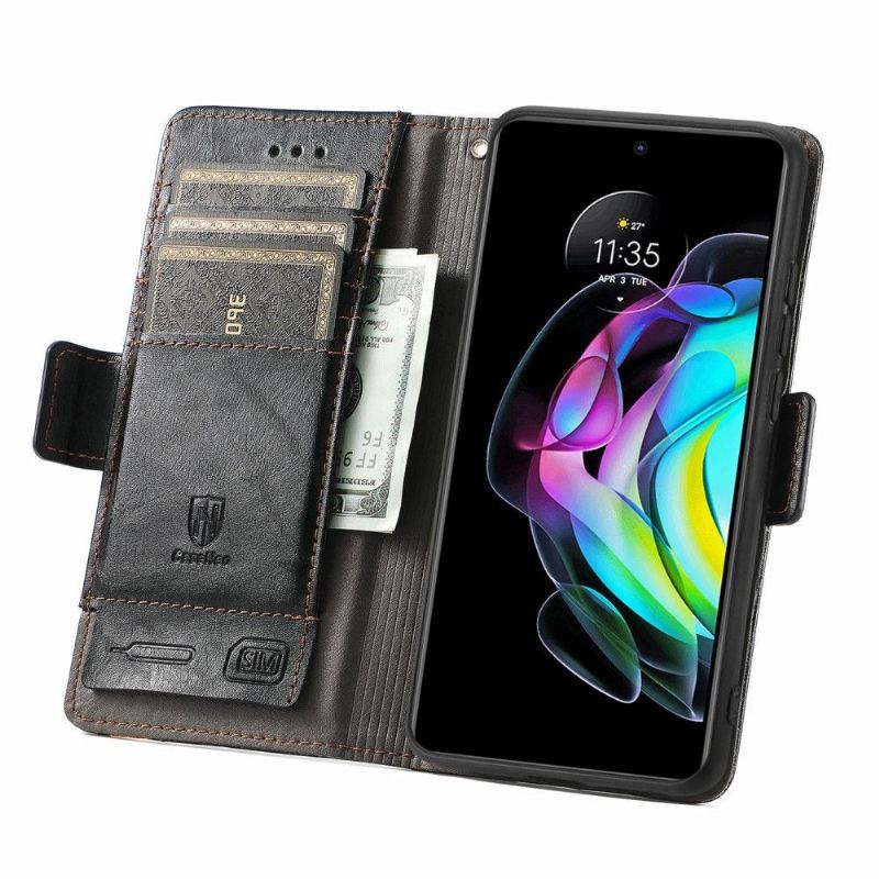 Lederhüllen Für Motorola Edge 20 Anti-Sturz Flip Case Geschäft Umdrehen