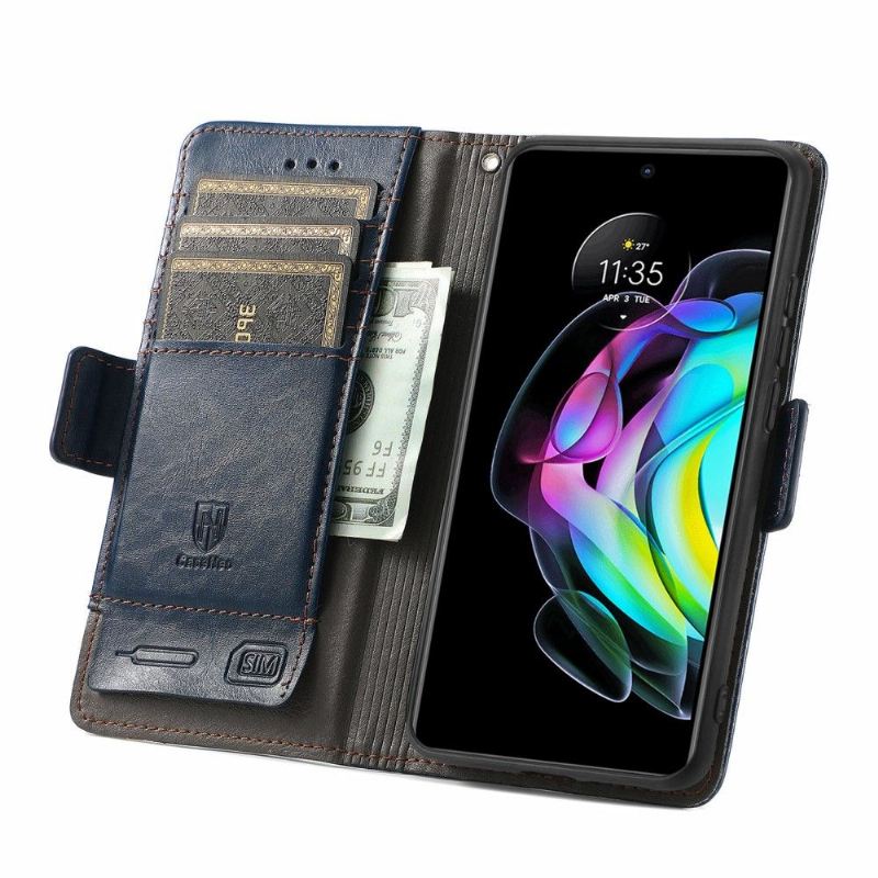 Lederhüllen Für Motorola Edge 20 Anti-Sturz Flip Case Geschäft Umdrehen