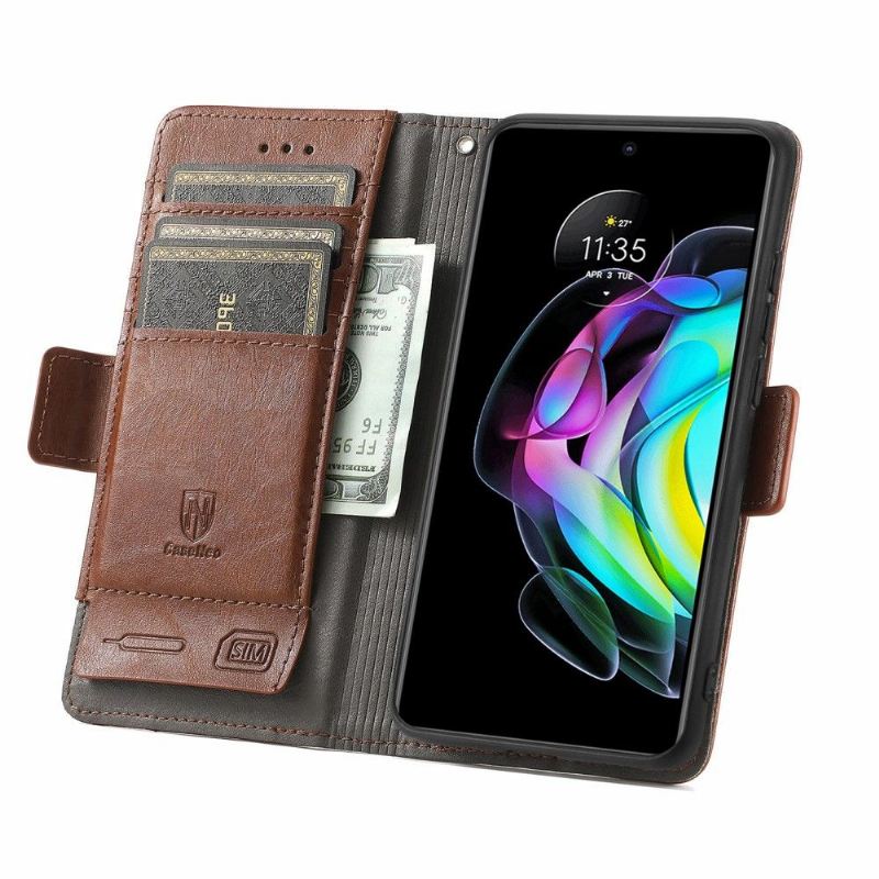 Lederhüllen Für Motorola Edge 20 Anti-Sturz Flip Case Geschäft Umdrehen