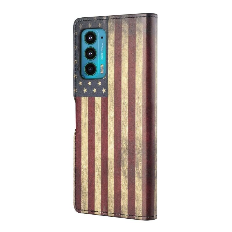 Lederhüllen Für Motorola Edge 20 Vintage Amerikanische Flagge