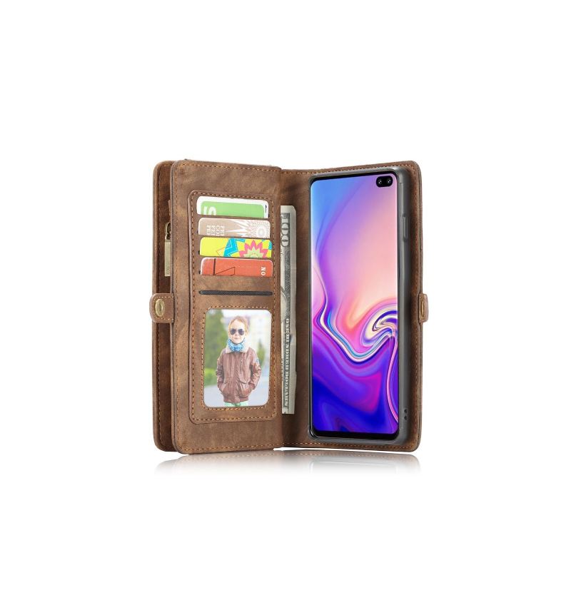 Handyhülle Case Für Samsung Galaxy S10 Geldbörse Und Braunes Gehäuse