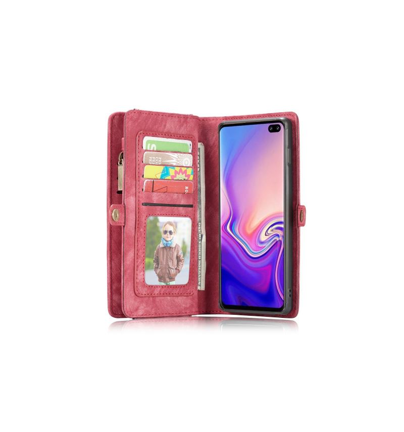 Handyhülle Case Für Samsung Galaxy S10 Schutzhülle Geldbörse Und Rotes Gehäuse