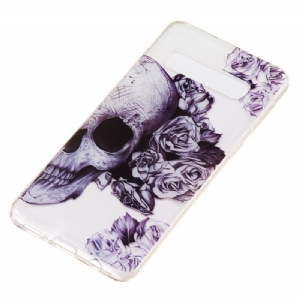 Hülle Für Samsung Galaxy S10 Transparente Totenkopf-blumen