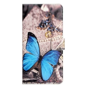 Lederhüllen Samsung Galaxy A15 5g Blauer Schmetterling