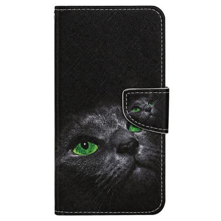 Lederhüllen Samsung Galaxy A15 5g Grünäugige Katze Mit Riemen