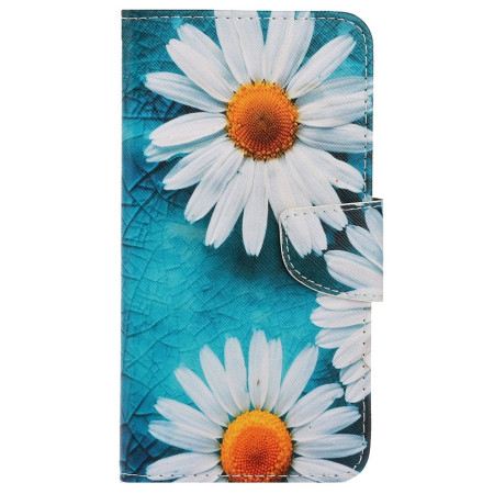 Lederhüllen Samsung Galaxy A15 5g Handyhülle Riemen Chrysantheme