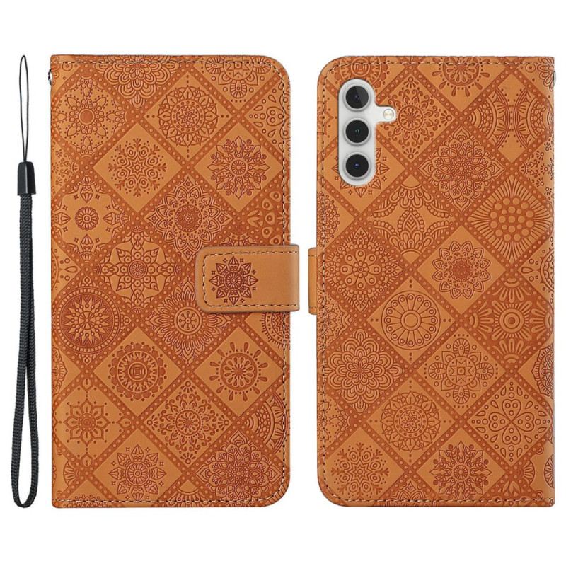 Lederhüllen Samsung Galaxy A15 5g Patchwork-mandalas Mit Riemen