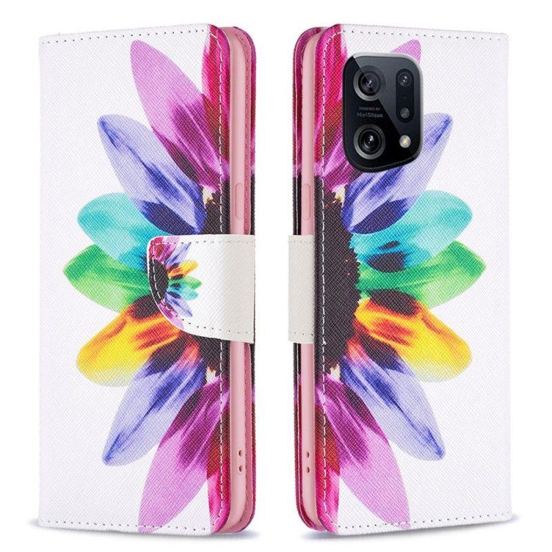 Flip Case Für Oppo Find X5 Aquarellblume