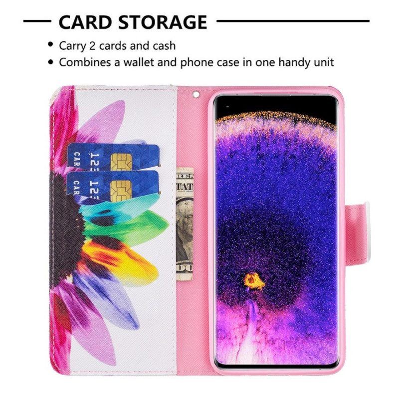 Flip Case Für Oppo Find X5 Aquarellblume