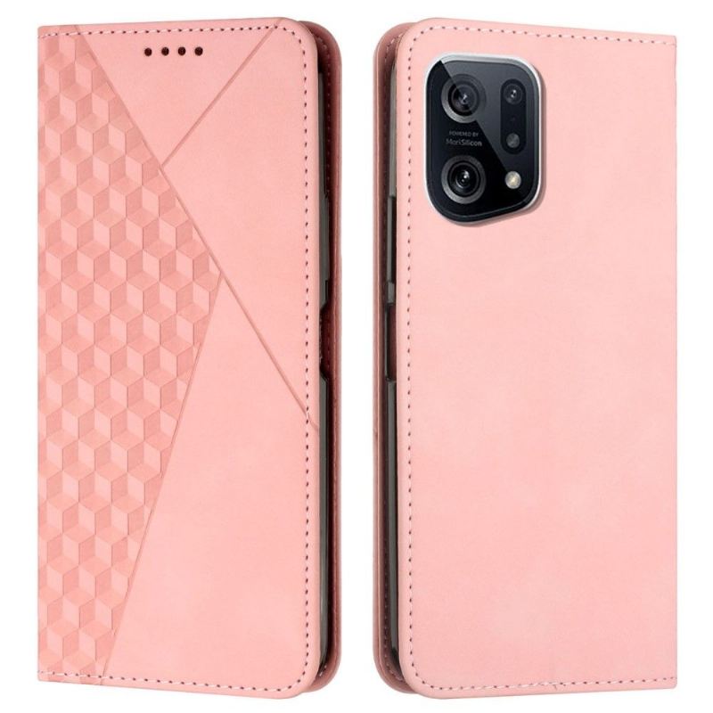 Flip Case Für Oppo Find X5 Geometrie-design Aus Kunstleder