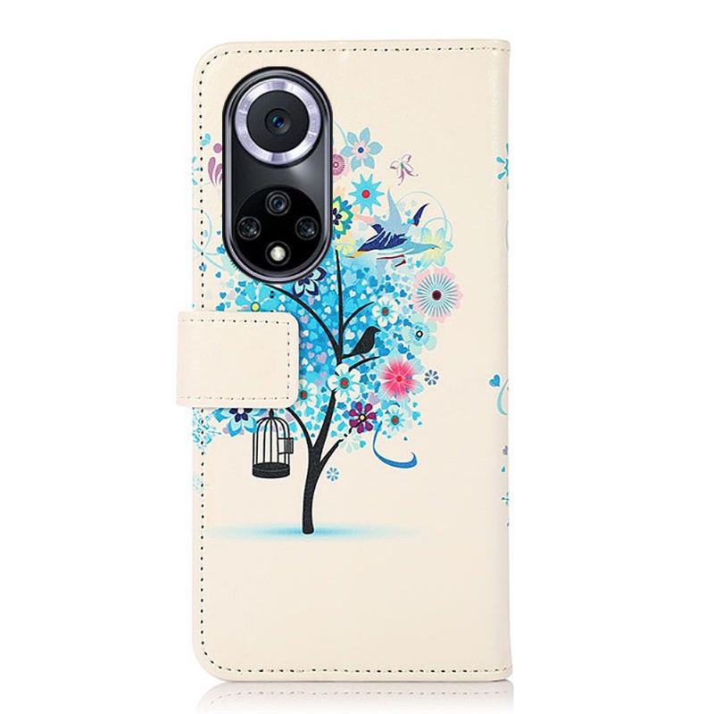 Lederhüllen Für Honor 50 / Huawei Nova 9 Blauer Baum