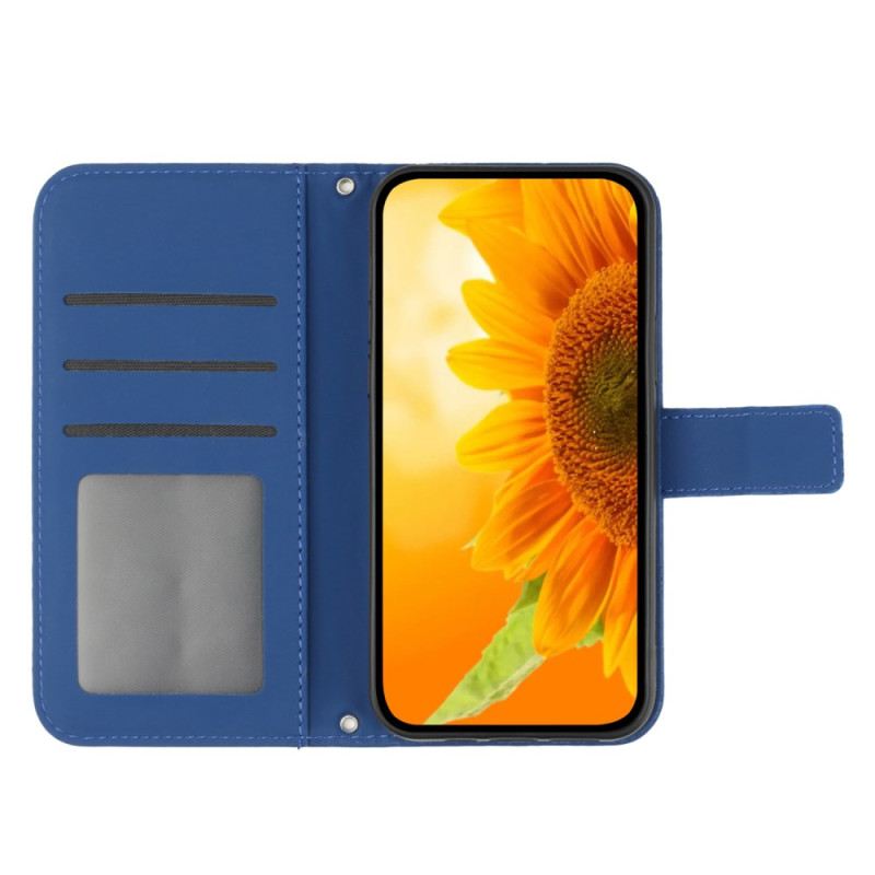 Lederhüllen Realme 12 Plus 5g Handyhülle Sonnenblume Mit Riemen