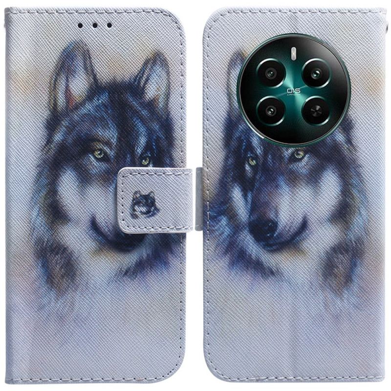 Lederhüllen Realme 12 Plus 5g Wolf-aquarell