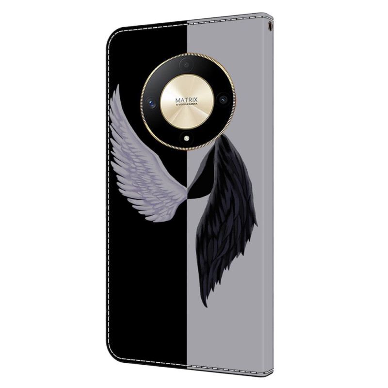 Lederhüllen Für Honor X9b / Magic 6 Lite Schwarz-weiße Flügel