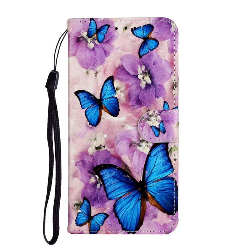 Flip Case Für Huawei P Smart 2020 Blaue Schmetterlinge Und Blumen