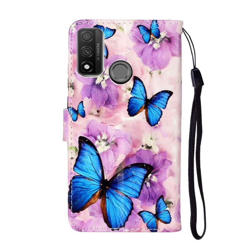 Flip Case Für Huawei P Smart 2020 Blaue Schmetterlinge Und Blumen