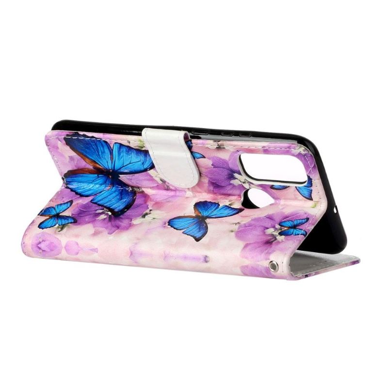 Flip Case Für Huawei P Smart 2020 Blaue Schmetterlinge Und Blumen