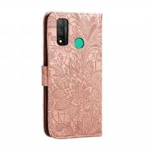 Lederhüllen Für Huawei P Smart 2020 Schicke Spitzenblume - Roségold