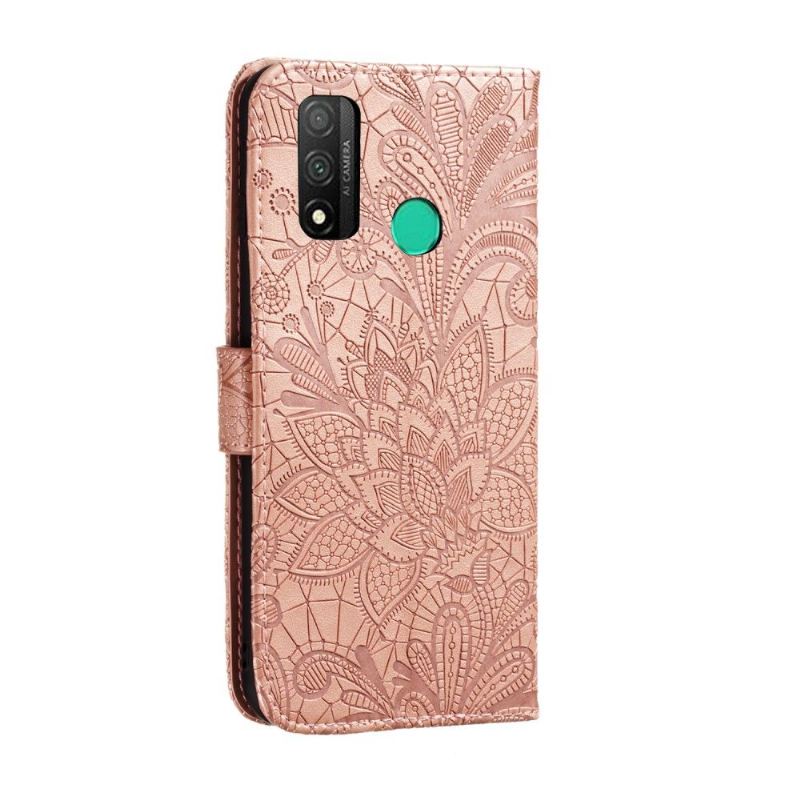 Lederhüllen Für Huawei P Smart 2020 Schicke Spitzenblume - Roségold