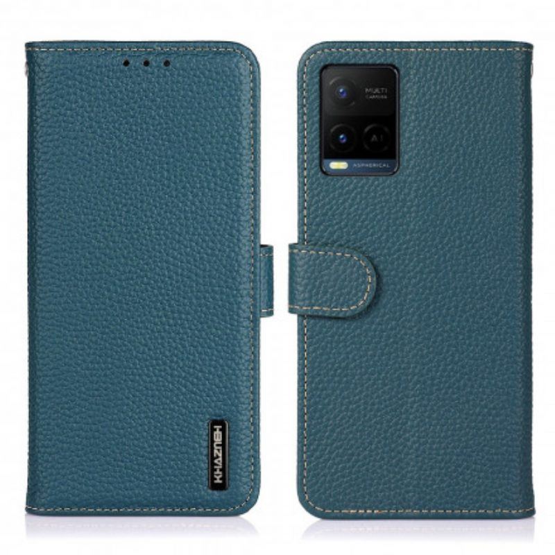 Flip Case Für Vivo Y33s Khazneh Litschi-leder